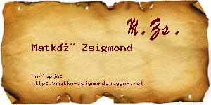 Matkó Zsigmond névjegykártya